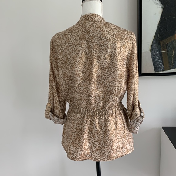 Charter Club 100% linen gold shimmer safari jacket M - Picture 4 of 8